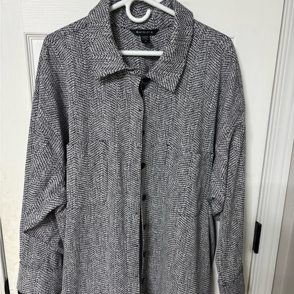 Athleta Black and White Button Down Shirt